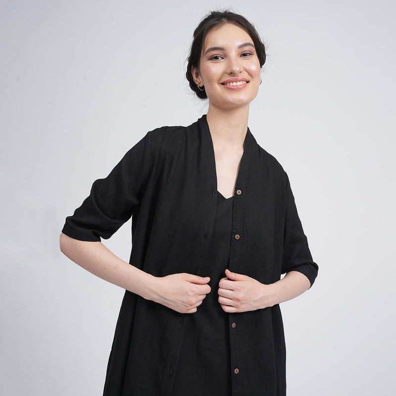 Dakota Set Of 2 - Long Shirt Jacket & Dress - Black