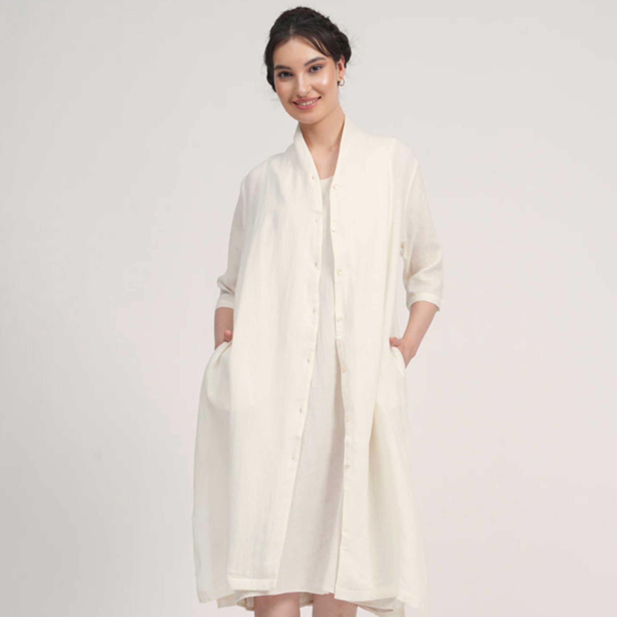 Dakota Set Of 2 - Long Shirt Jacket & Dress - Ecru