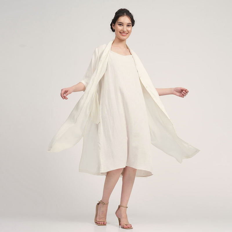 Dakota Set Of 2 - Long Shirt Jacket & Dress - Ecru