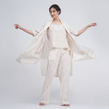 Dakota Set of 3 - Long Shirt, Inner & Pants - Ecru block print