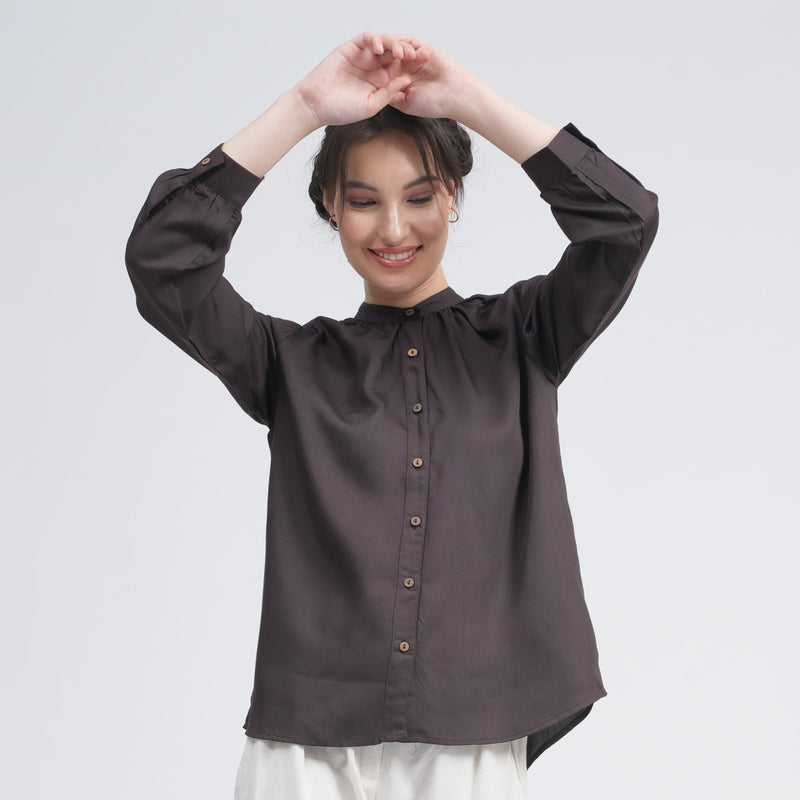 Shoji Set Of 2 - Tunic & Pants - Coffee Brown & Ecru