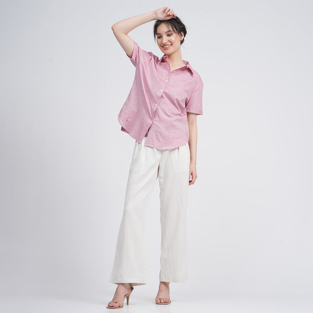 Blanche Set Of 2 - Shirt & Pants - Pink Check & Ecru