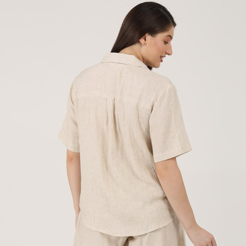 Cuban Collar Shirt - Beige