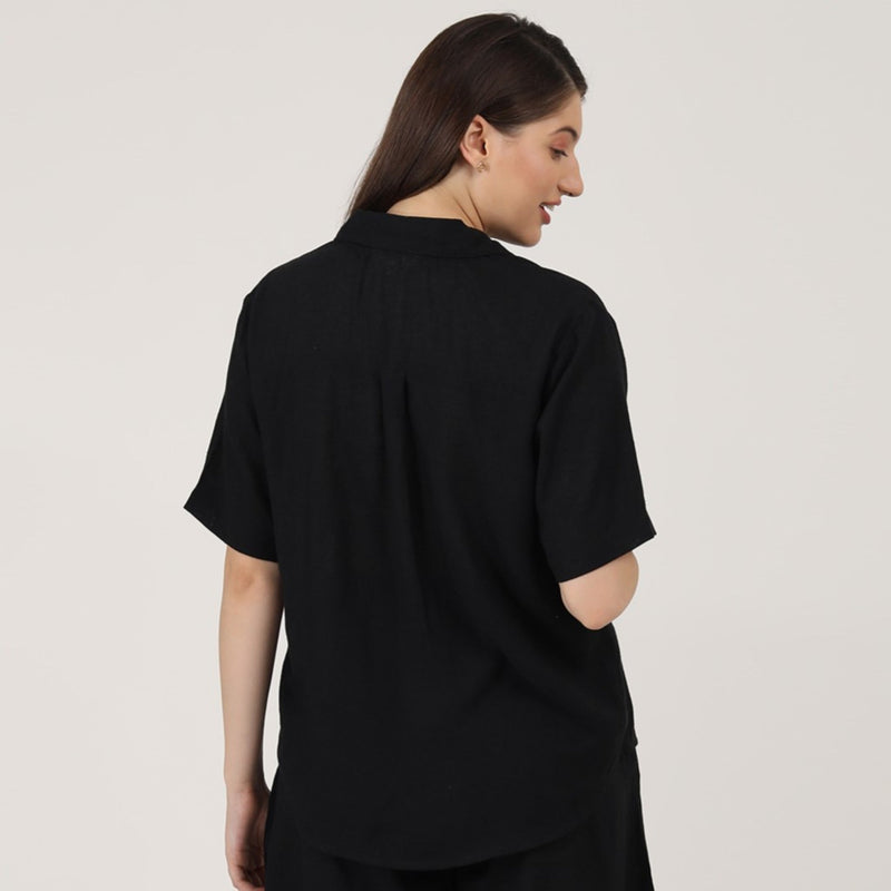 Cuban Collar Shirt - Black