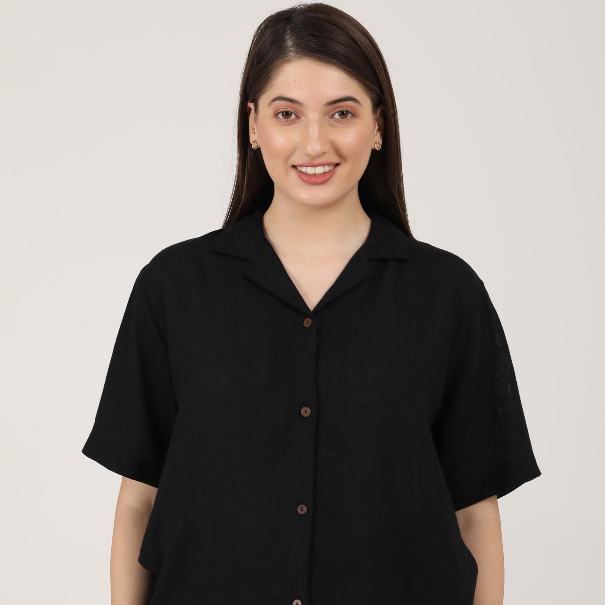 Cuban Collar Shirt - Black