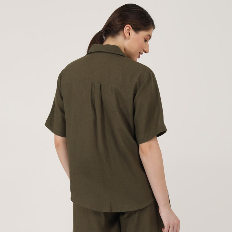 Cuban Collar Shirt - Olive