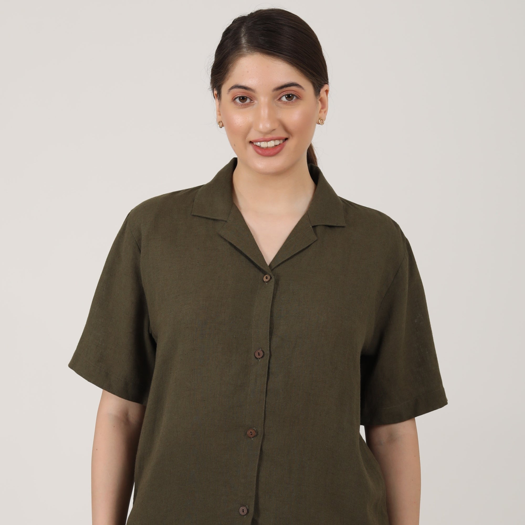 Cuban Collar Shirt - Olive