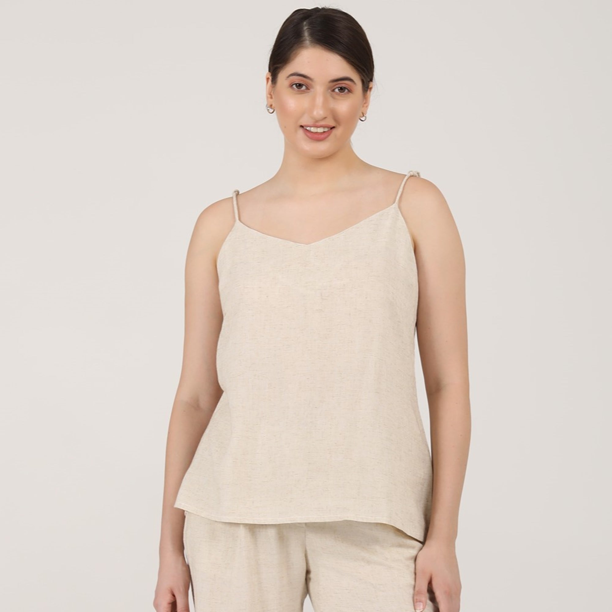 Juniper Set Of 3 - Overlay, Slip Top & Shorts - Ecru & Beige