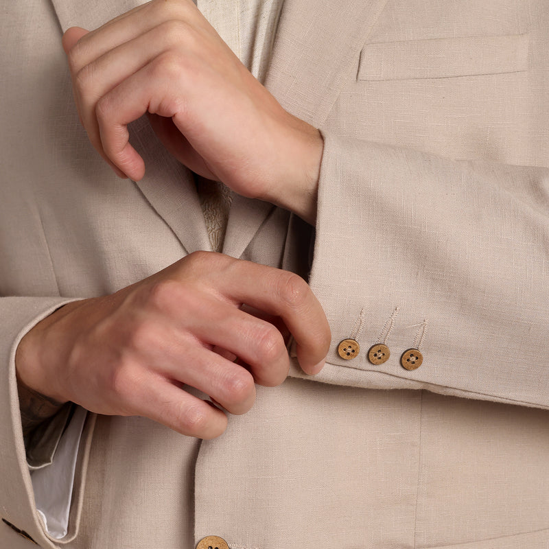 iL Lino Blazer - Relaxed Fit - Linen Blend - Natural Grey