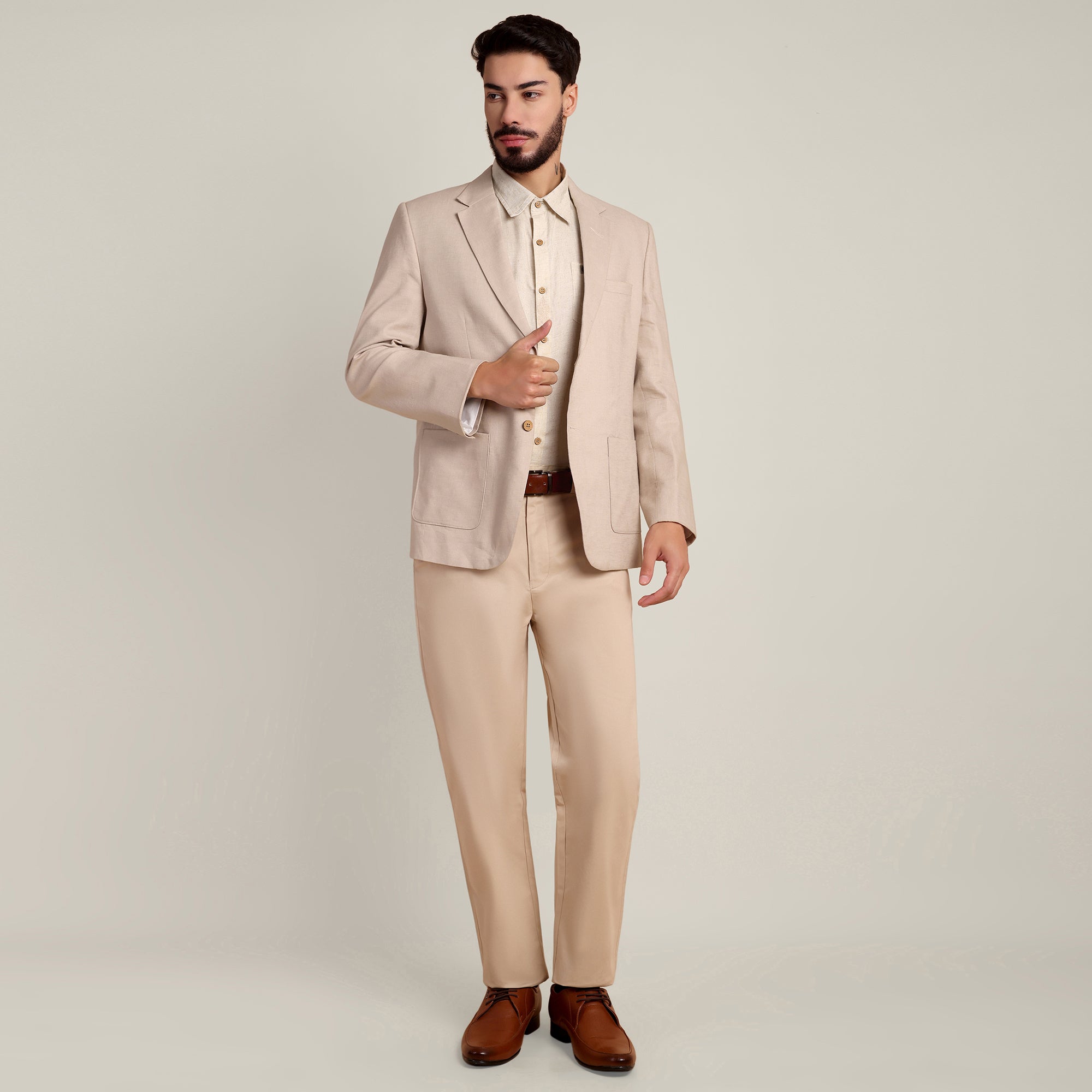 iL Lino Blazer - Relaxed Fit - Linen Blend - Natural Grey