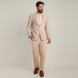 iL Lino Set of 3 - Relaxed Fit Linen Blend Blazer, Relaxed Fit Linen Blend Shirt & Relaxed Fit Cotton Stretch Chinos - Natural Grey & Beige