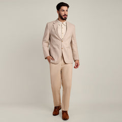 iL Lino Set of 3 - Relaxed Fit Linen Blend Blazer, Relaxed Fit Linen Blend Shirt & Relaxed Fit Cotton Stretch Chinos - Natural Grey & Beige