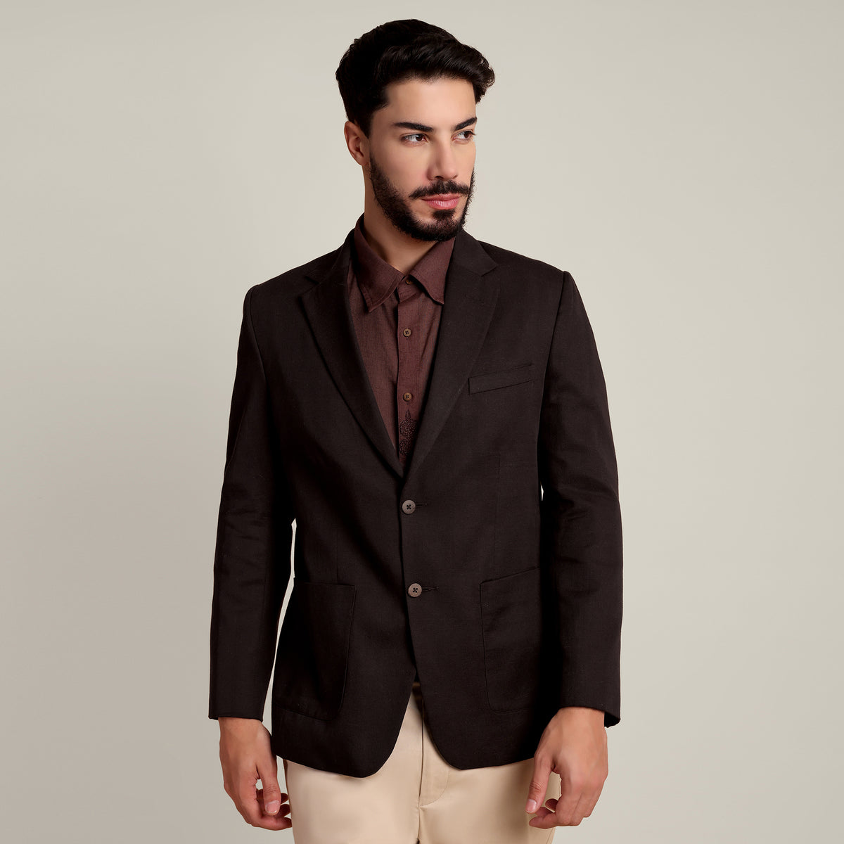iL Lino Blazer - Relaxed Fit - Linen Blend - Coffee Brown