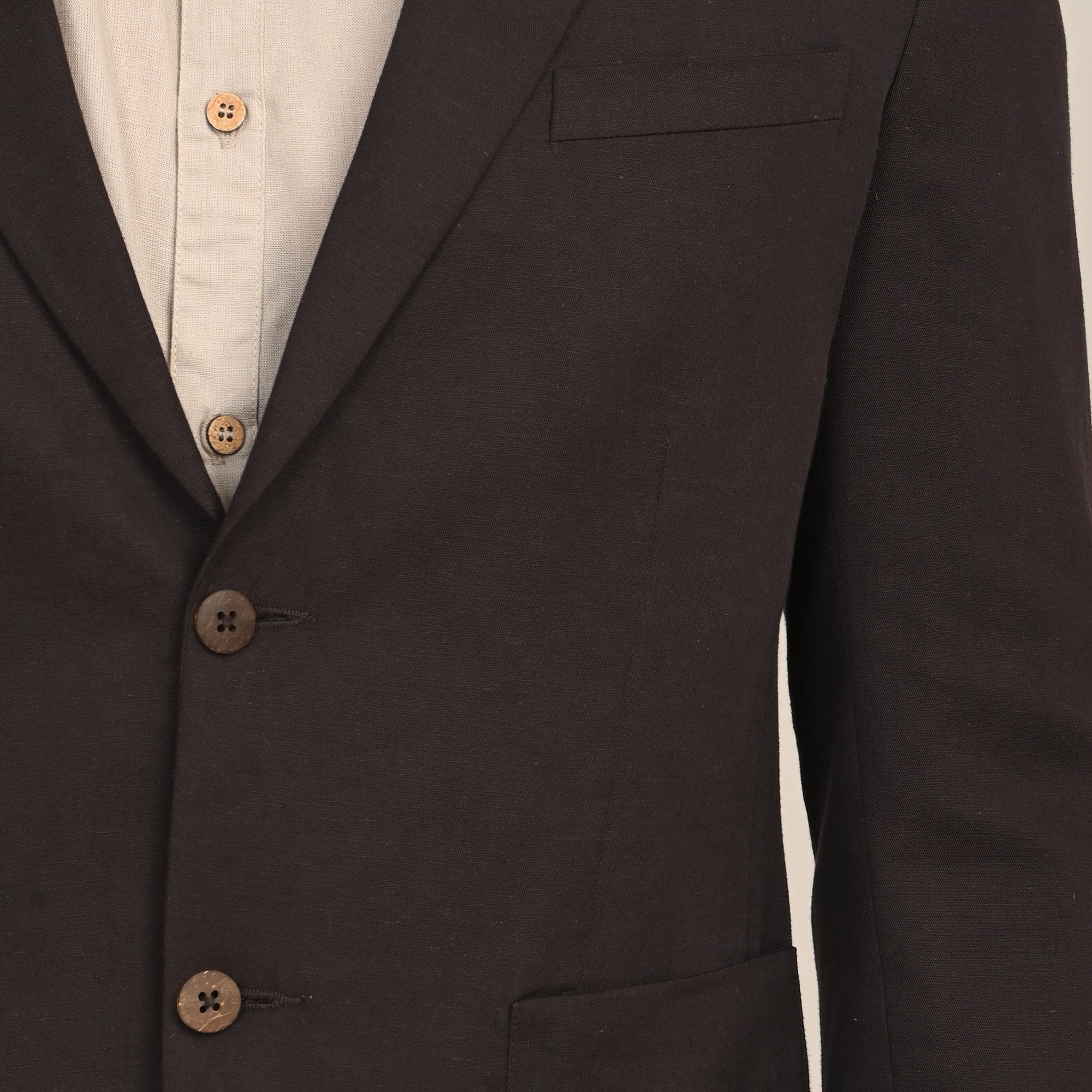 iL Lino Set of 3 - Relaxed Fit Linen Blend Blazer, Relaxed Fit Linen Blend Shirt & Relaxed Fit Cotton Stretch Chinos - Coffee Brown, Greige & Beige