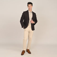 iL Lino Set of 3 - Relaxed Fit Linen Blend Blazer, Relaxed Fit Linen Blend Shirt & Relaxed Fit Cotton Stretch Chinos - Coffee Brown, Greige & Beige