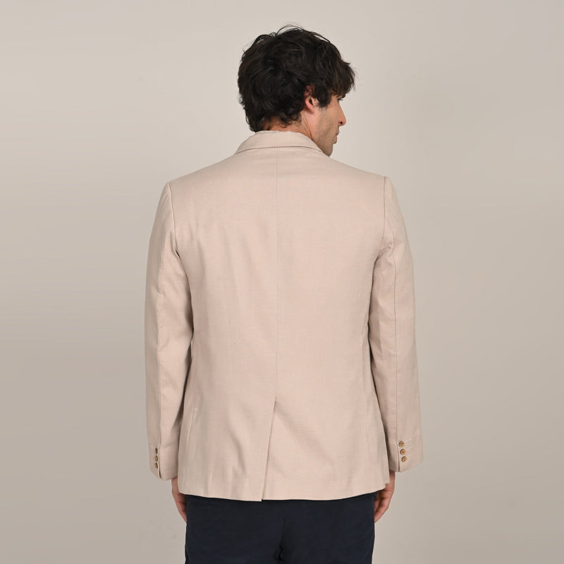 iL Lino Set of 3 - Relaxed Fit Linen Blend Blazer, Relaxed Fit Linen Blend Shirt & Relaxed Fit Cotton Stretch Chinos - Natural Grey & Navy Blue