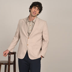 iL Lino Set of 3 - Relaxed Fit Linen Blend Blazer, Relaxed Fit Linen Blend Shirt & Relaxed Fit Cotton Stretch Chinos - Natural Grey & Navy Blue