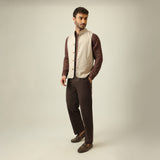 Bandhgala Set Of 3 - Linen Cotton - Greige & Coffee