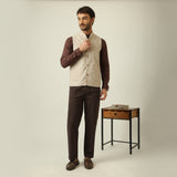 Bandhgala Set Of 3 - Linen Cotton - Greige & Coffee