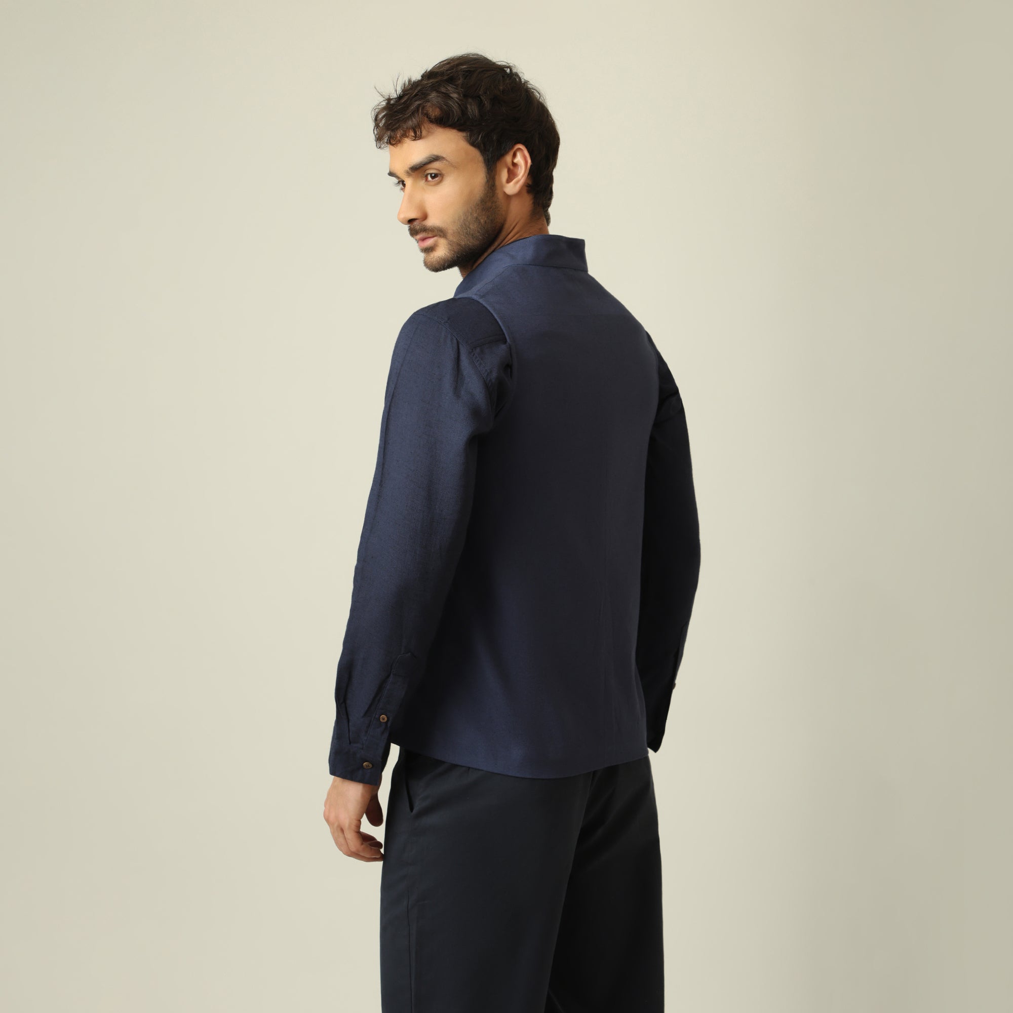 Bandhgala - Linen Cotton - Navy Blue