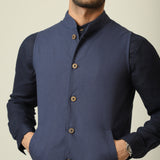 Bandhgala - Linen Cotton - Navy Blue