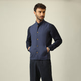 Bandhgala - Linen Cotton - Navy Blue
