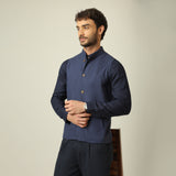 Bandhgala - Linen Cotton - Navy Blue