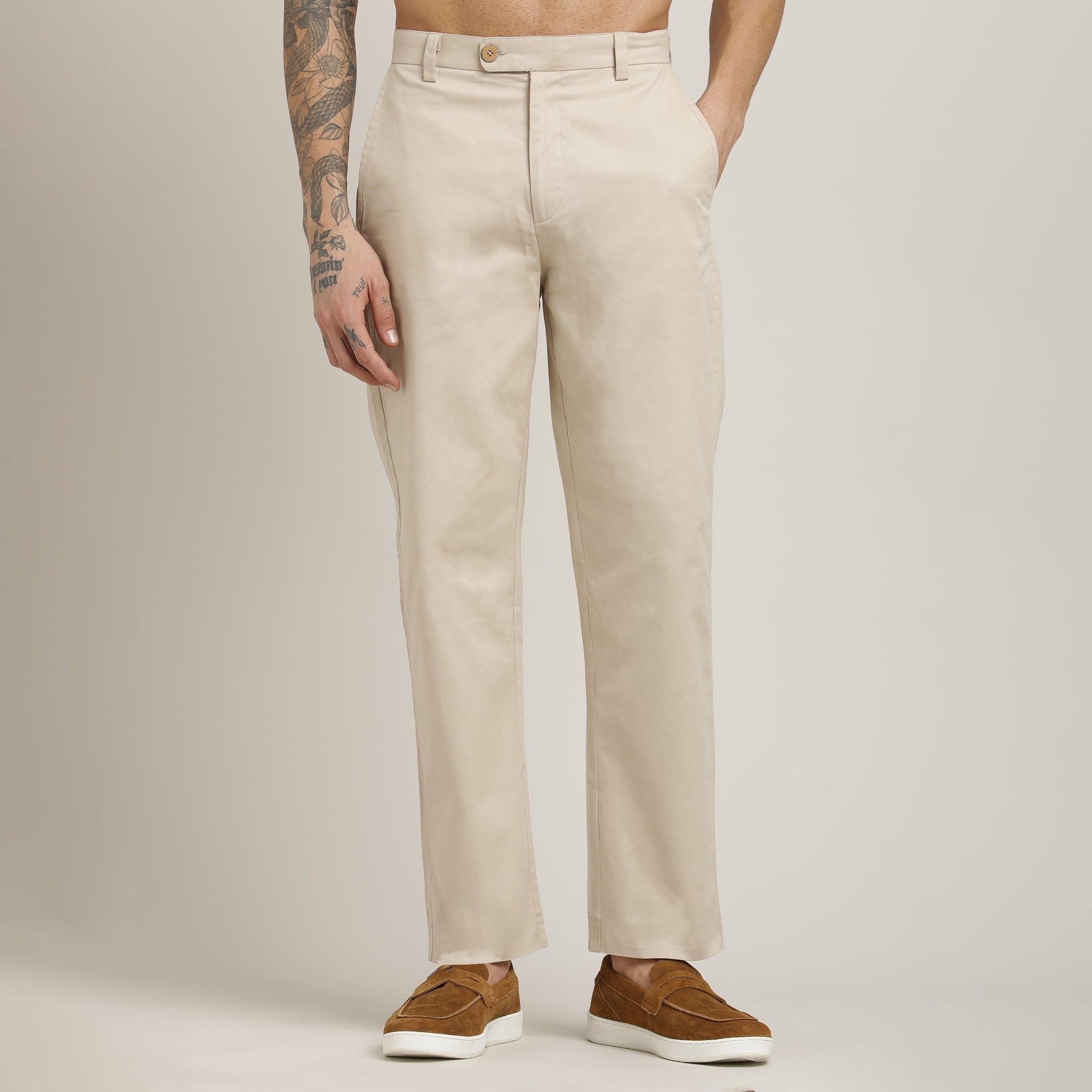 Bayside Set of 2 – Relaxed Fit Linen Blend Shirt & Relaxed Fit Cotton Chinos – Navy Blue & Beige
