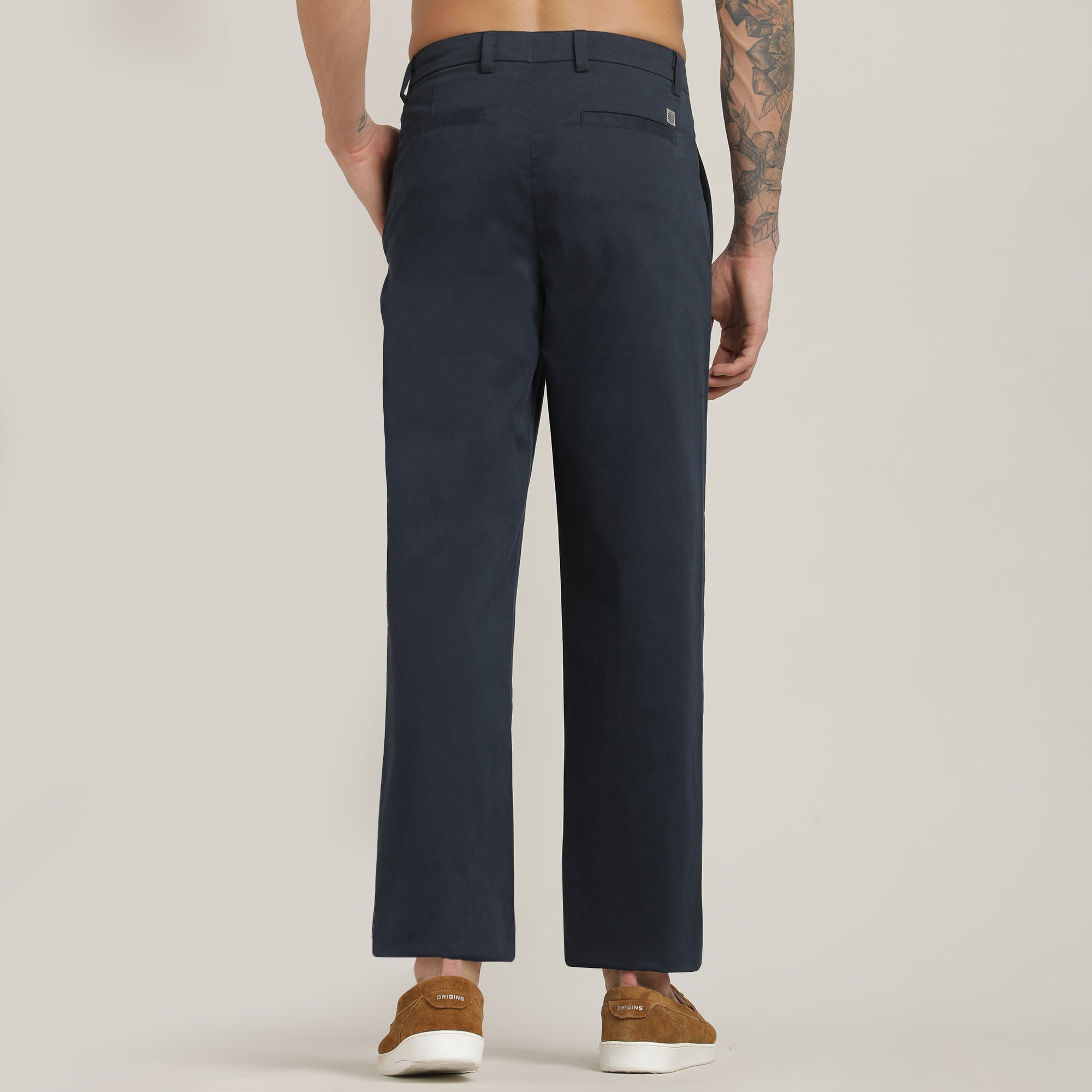 Drifter Set of 2 – Relaxed Fit Roll-Up Sleeve Shirt & Relaxed Fit Chinos – Terracotta Brown & Navy Blue
