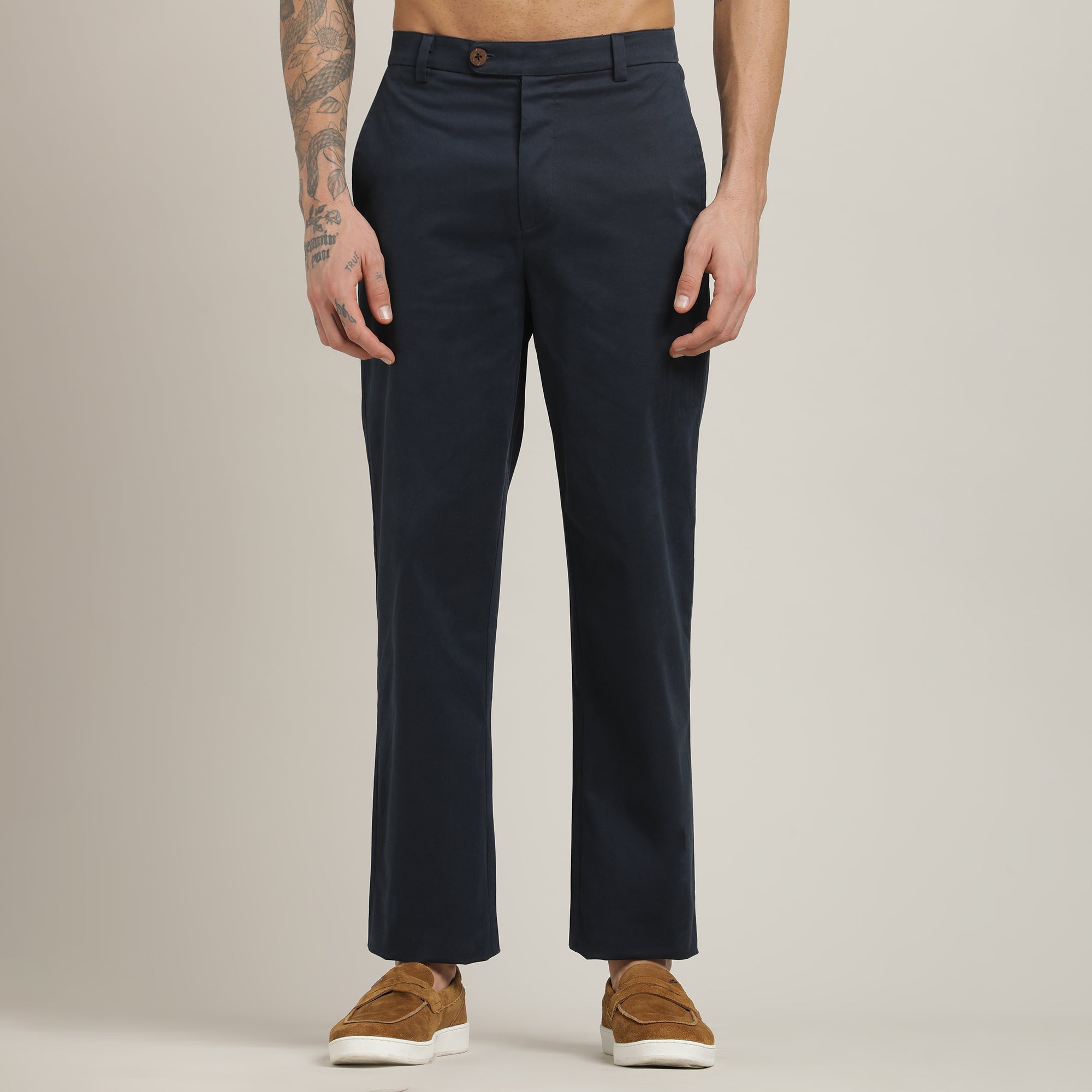 Drifter Set of 2 – Relaxed Fit Roll-Up Sleeve Shirt & Relaxed Fit Chinos – Terracotta Brown & Navy Blue
