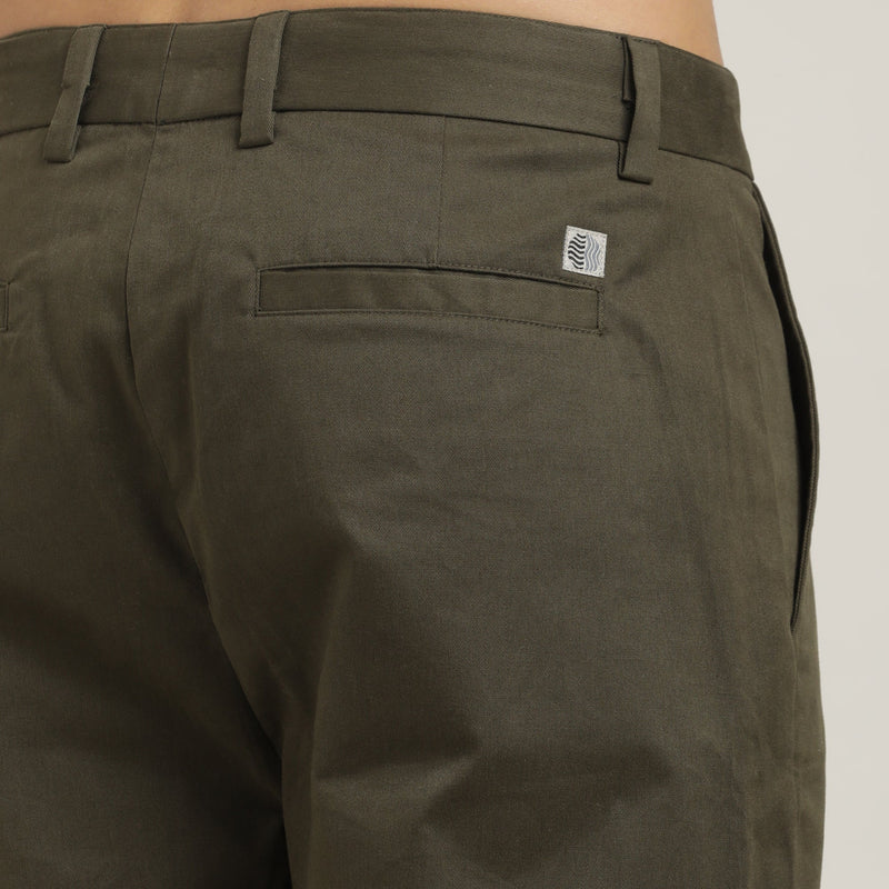 Aruku Chino Pants - Relaxed Fit - Cotton - Army Green