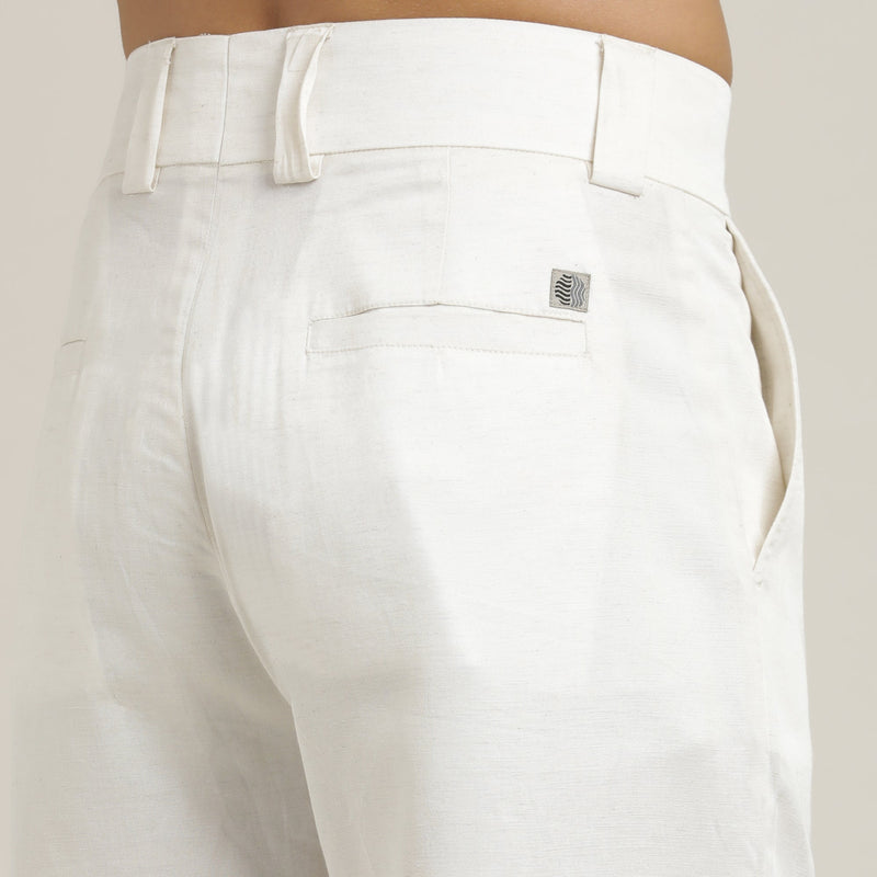 Baron Pants - Single Pleated - Loose Fit - Linen Blend - Ecru