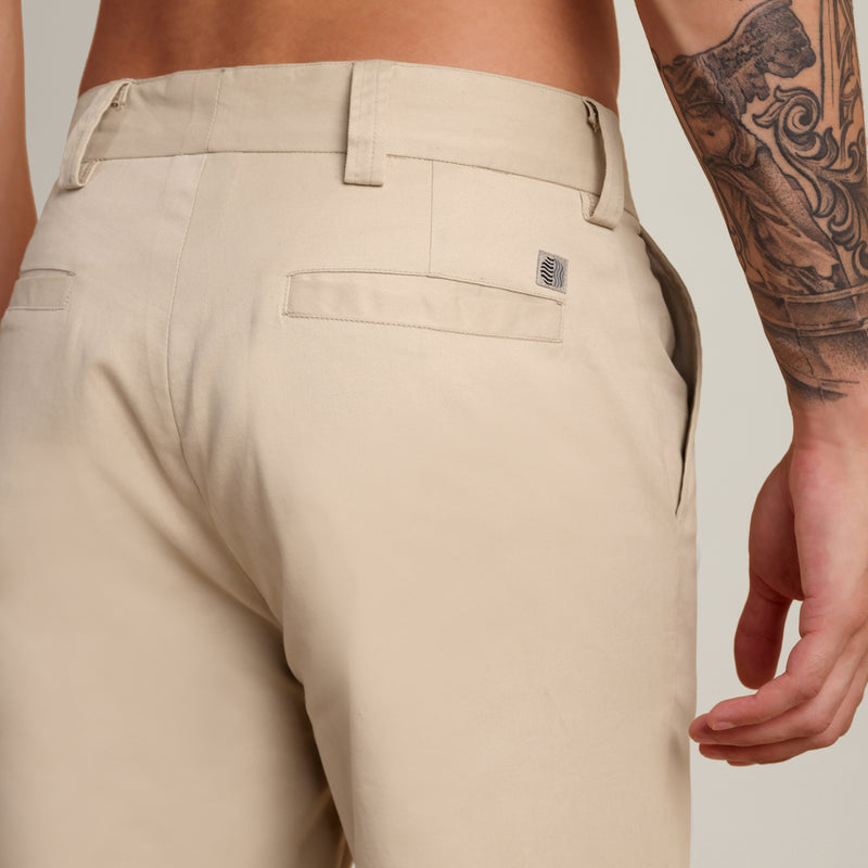 Aruku Pleated Chino Pants - Relaxed Fit - Cotton - Beige