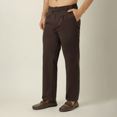 Aruku Pleated Chino Pants - Relaxed Fit - Cotton - Coffee Brown