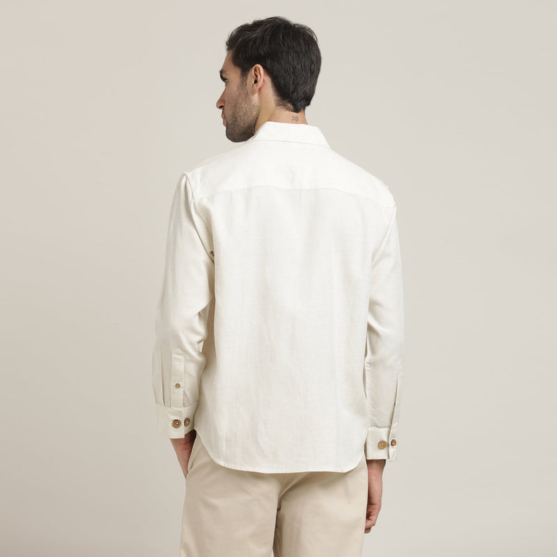Utility Set of 2 - Utility Shirt With Front Flap Pockets Paired With Relaxed Fit Chinos – Ecru & Beige