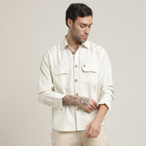 Utility Set of 2 - Utility Shirt With Front Flap Pockets Paired With Relaxed Fit Chinos – Ecru & Beige