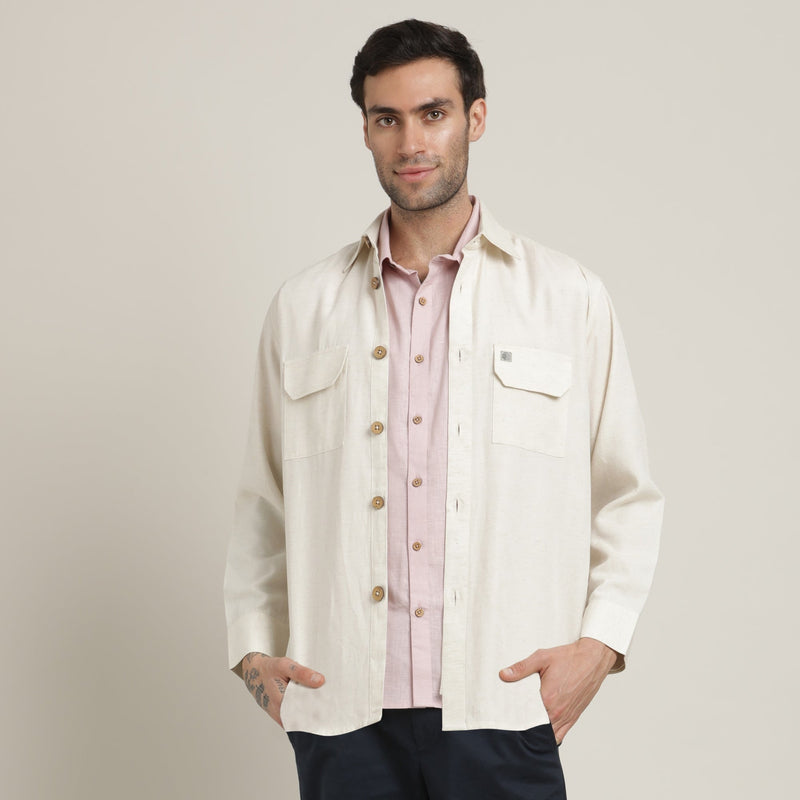 Utility Set of 3 - Utility Overshirt, Half-Sleeve Shirt & Relaxed Fit Chinos – Ecru, Pastel Pink & Navy Blue