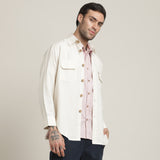 Utility Overshirt - Relaxed fit - Front Flap Pockets - Medium Weight Linen Blend Fabric – Ecru