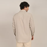 Utility Overshirt - Relaxed fit - Front Flap Pockets - Medium Weight Linen Blend Fabric  Natural Greige