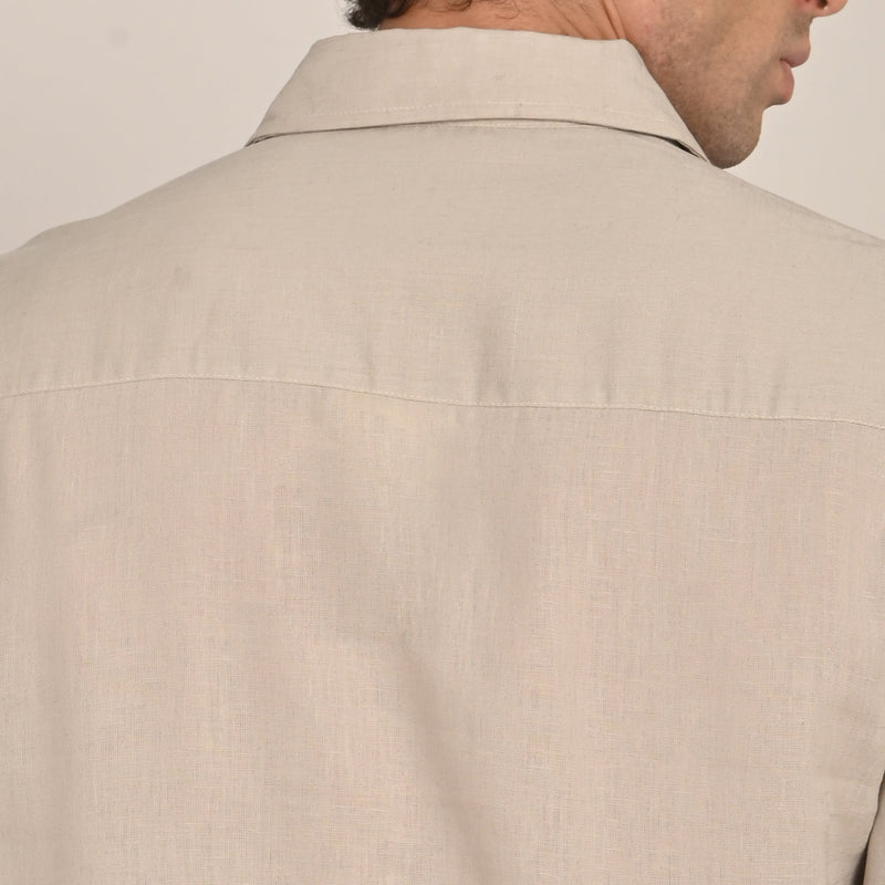 Utility Set of 2 - Utility Shirt With Front Flap Pockets Paired With Relaxed Fit Straight Leg Chinos  Natural Grey & Beige