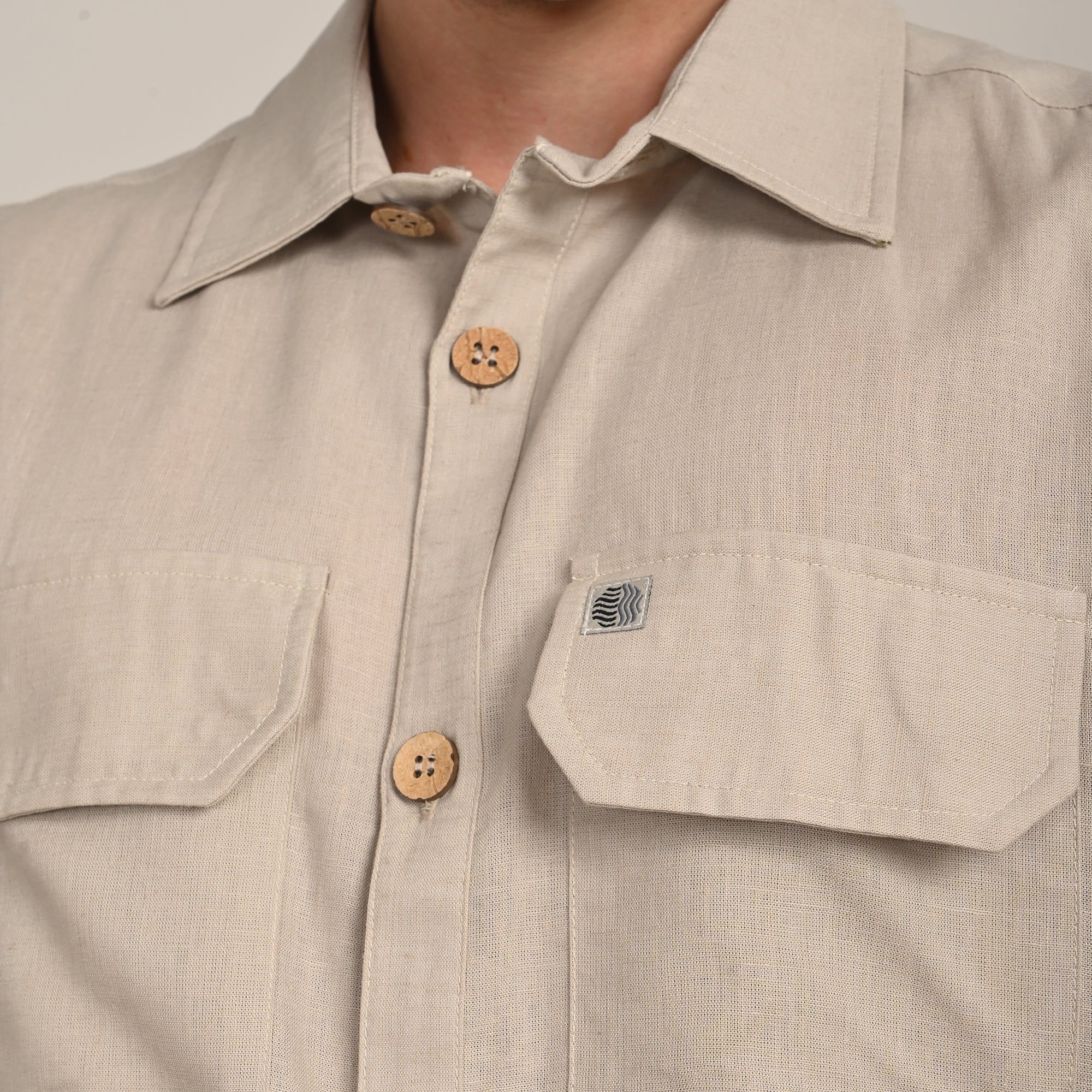 Utility Set of 2  Utility Shirt With Front Flap Pockets Paired With Relaxed Fit Straight Leg Chinos  Natural Grey & Beige