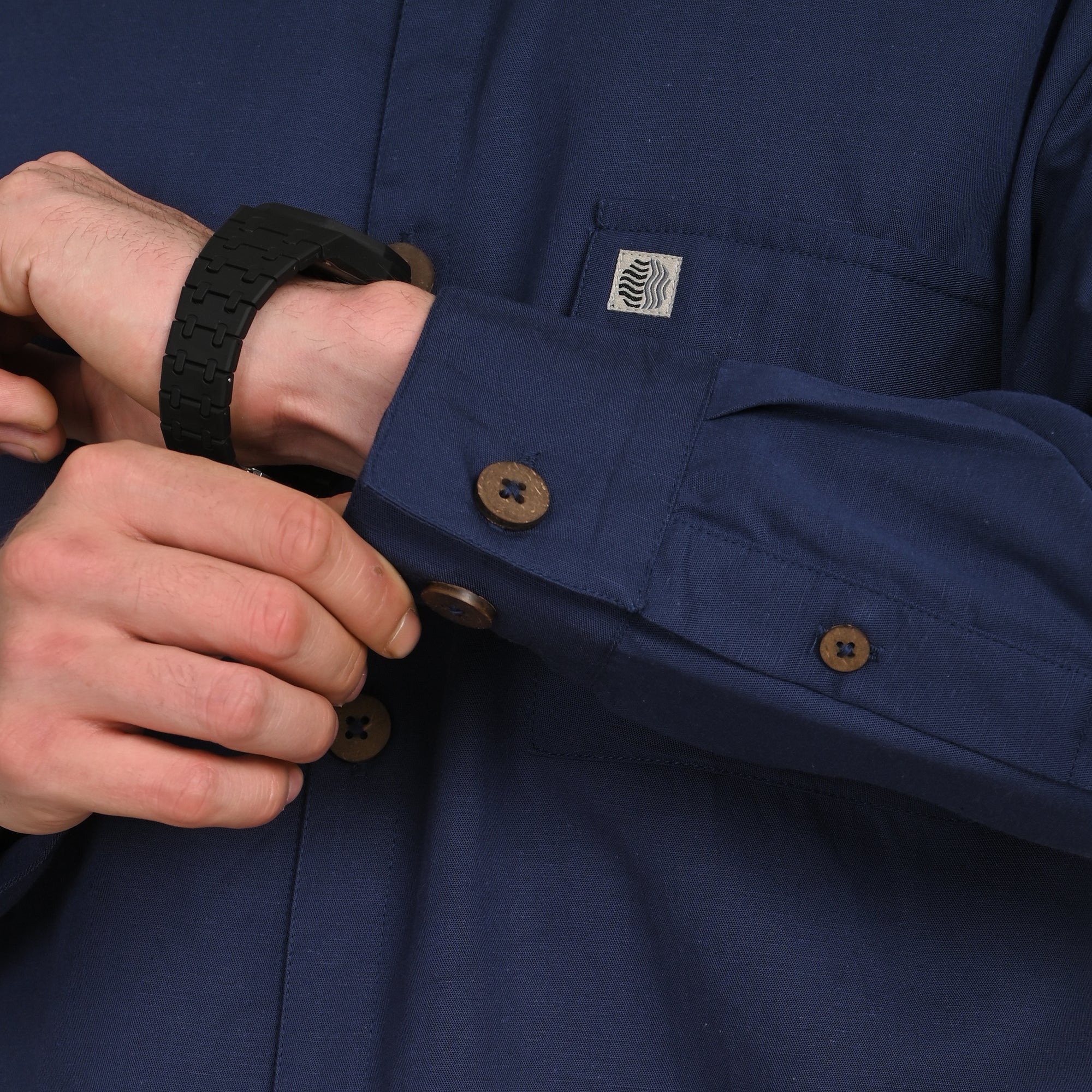 Utility Set of 2  Utility Shirt With Front Flap Pockets Paired With Relaxed Fit Straight Leg Chinos  Navy Blue & Beige