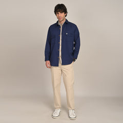 Utility Set of 3  Utility Overshirt, Half-Sleeve Shirt & Relaxed Fit Chinos  Navy Blue, Natural Grey & Beige