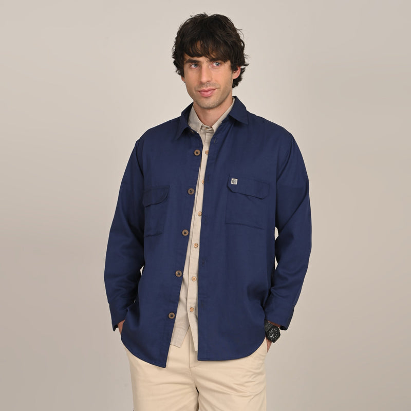 Utility Set of 3 - Utility Overshirt, Half-Sleeve Shirt & Relaxed Fit Chinos  Navy Blue, Natural Grey & Beige