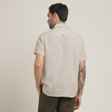 Summer Set Of 2 - Semi-Spread Collar  Half Sleeve Shirt & Relaxed Fit Pleated Chinos – Natural Grey & Army Green