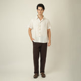 Summer Set Of 2 - Semi-Spread Collar  Half Sleeve Shirt & Relaxed Fit Aruku Chinos – Ecru & Coffee Brown