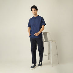 Drifter Set of 2 - Relaxed Fit Roll-Up Sleeve Shirt & Relaxed Fit Chinos - Navy Blue