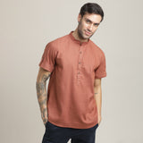 Drifter Set of 2 – Relaxed Fit Roll-Up Sleeve Shirt & Relaxed Fit Chinos – Terracotta Brown & Navy Blue