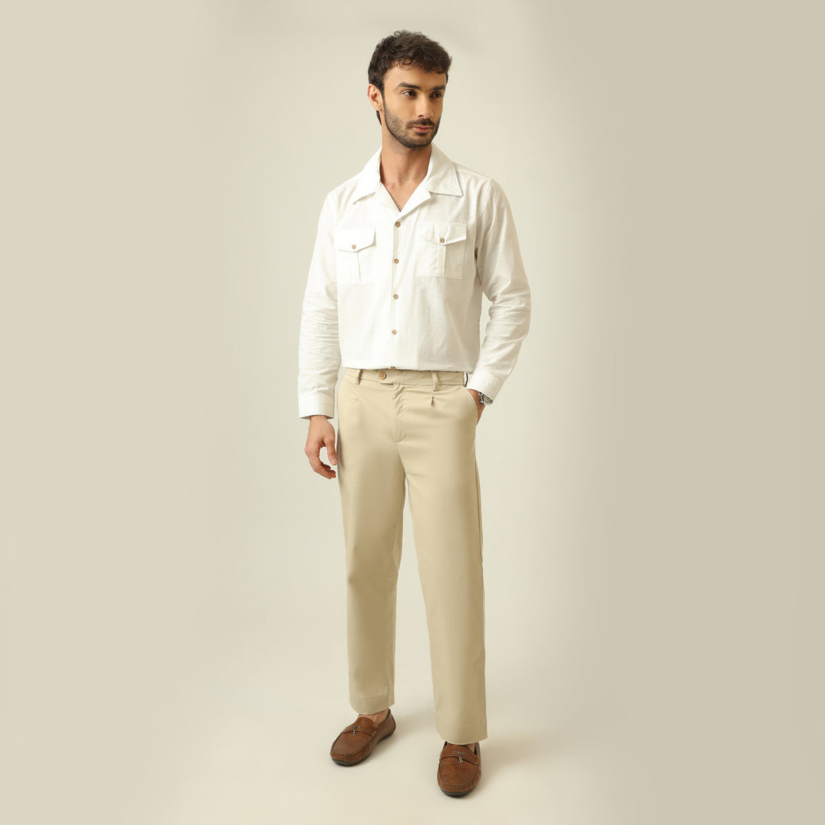 Safari Set Of 2 - Linen Cotton - Ecru & Beige