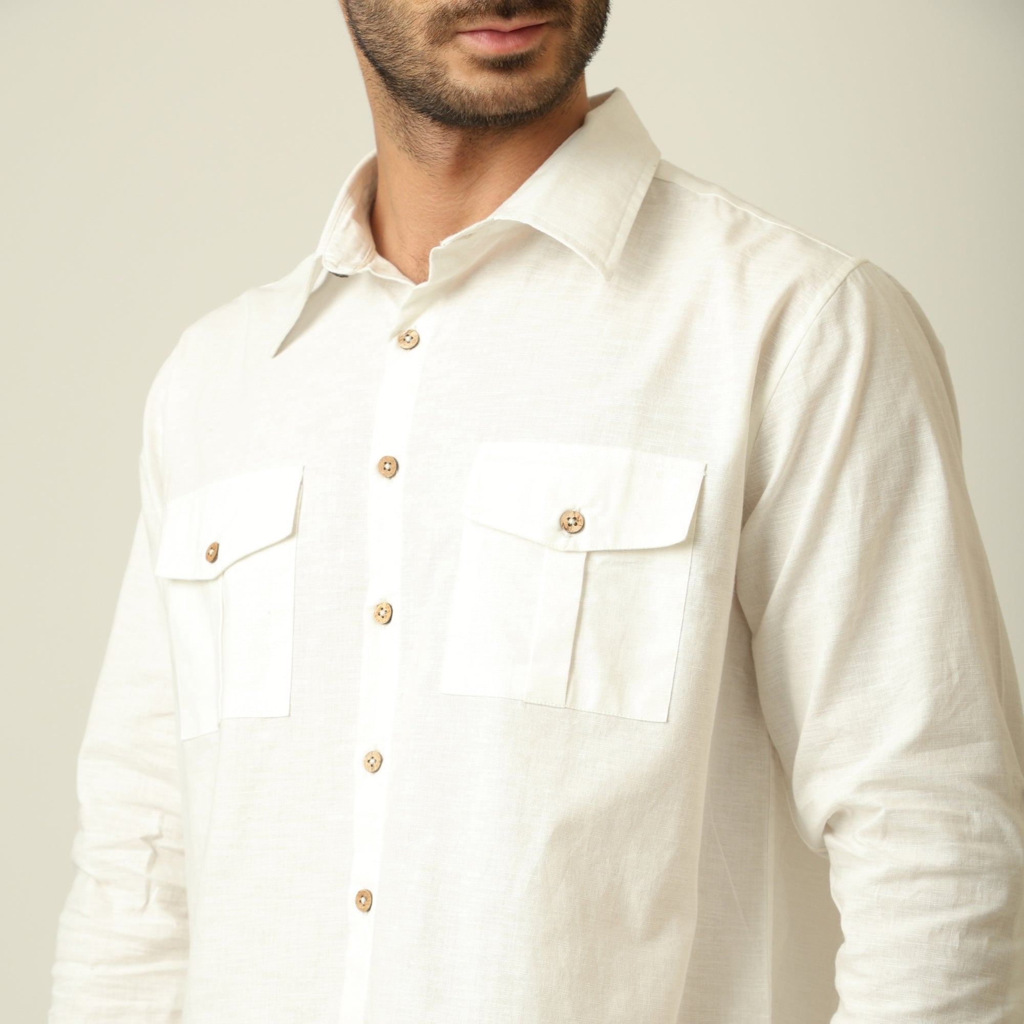 Relaxed Work Shirt - Linen Cotton - Ecru